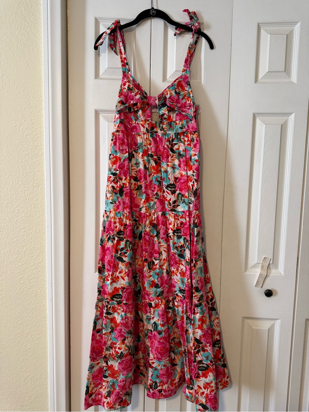 Buddy Love Floral Tie-Shoulder Maxi Dress in Pink, Teal, Red